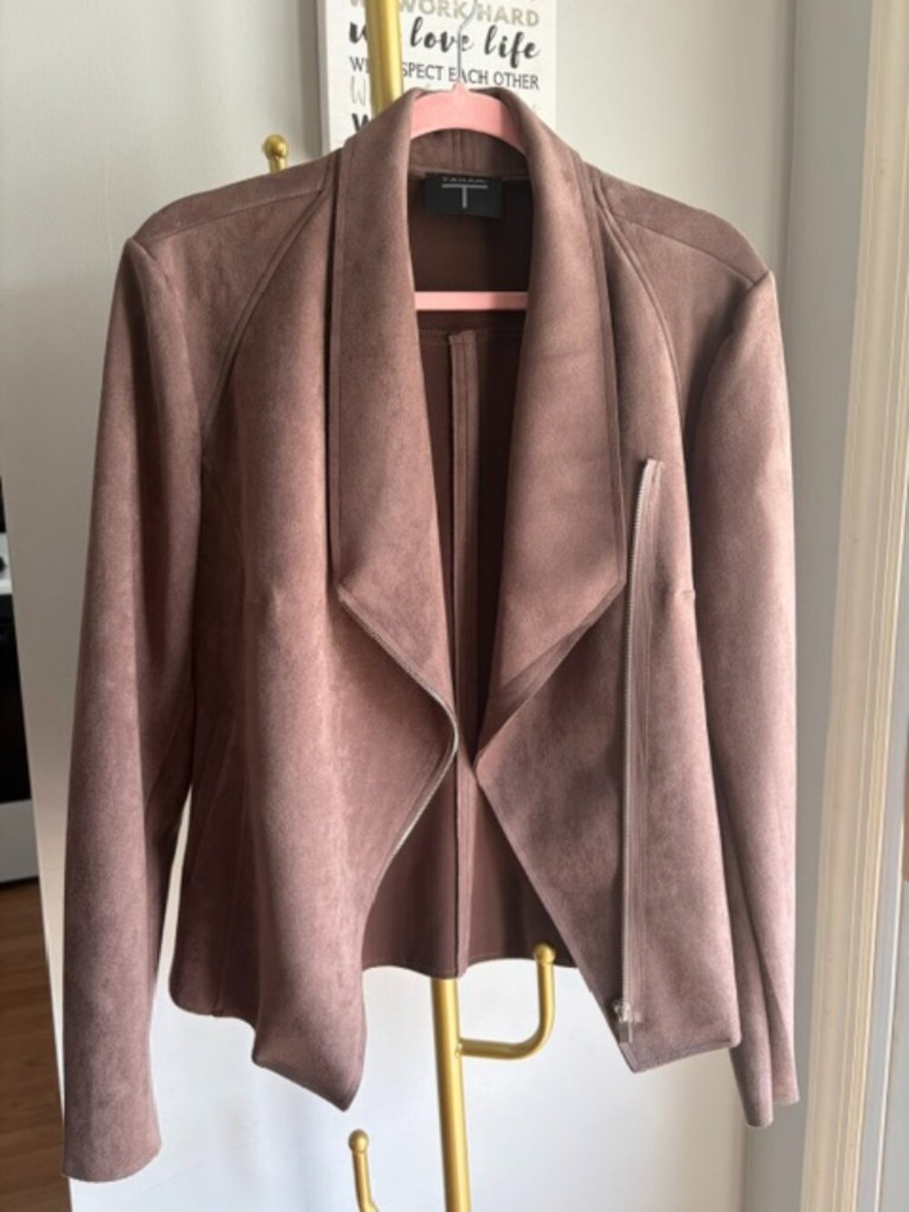 🧥Tahari Faux Suede Moto Jacket – Size XL